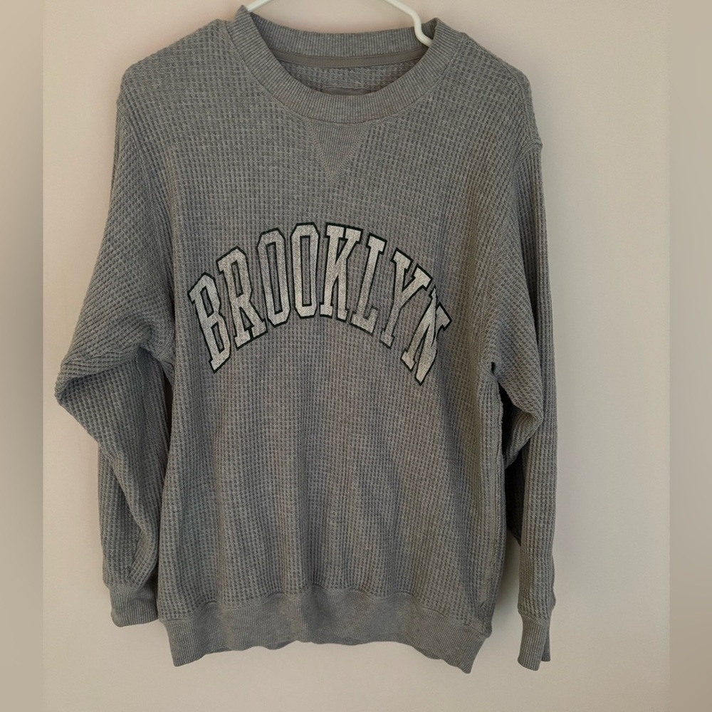 American Eagle Outfitters Gray Waffle Knit Top